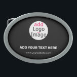 Trendy professional modern chic customizable black belt buckle<br><div class="desc">Trendy professional modern customizable design to improve brand awareness,  build a recognizable brand and create something unique.  Customizable business design on black background. You can develop your own design and add your text (personal or business),  logo,  image,  colours ... </div>
