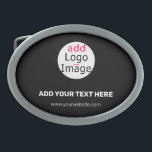 Trendy professional modern chic customizable black belt buckle<br><div class="desc">Trendy professional modern customizable design to improve brand awareness,  build a recognizable brand and create something unique.  Customizable business design on black background. You can develop your own design and add your text (personal or business),  logo,  image,  colours ... </div>