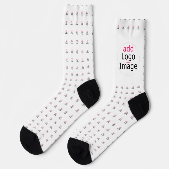 Trendy Professional Modern Chic Customizable White Socks (Left)