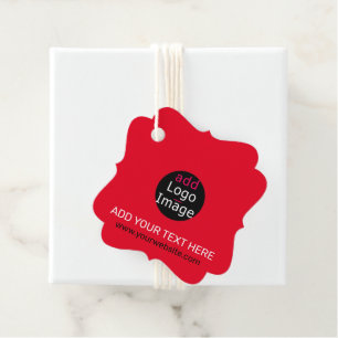 Trendy professional modern customizable brand red favour tags
