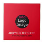 Trendy professional modern customizable brand red tile<br><div class="desc">Trendy professional modern customizable design to improve brand awareness, build a recognizable brand and create something unique. Customizable business design on red background. You can develop your own design and add your text (personal or business), logo, image, colours ... </div>