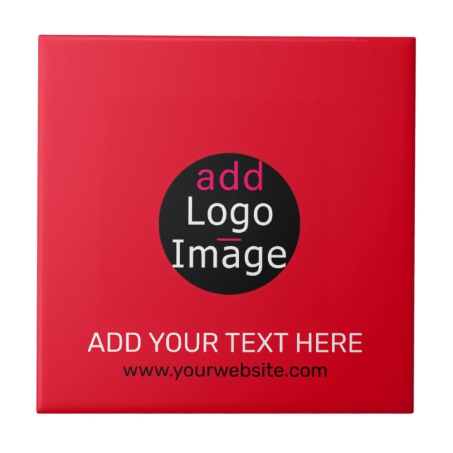 Trendy professional modern customizable brand red tile (Front)