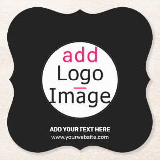 Trendy professional modern customizable logo black paper coaster