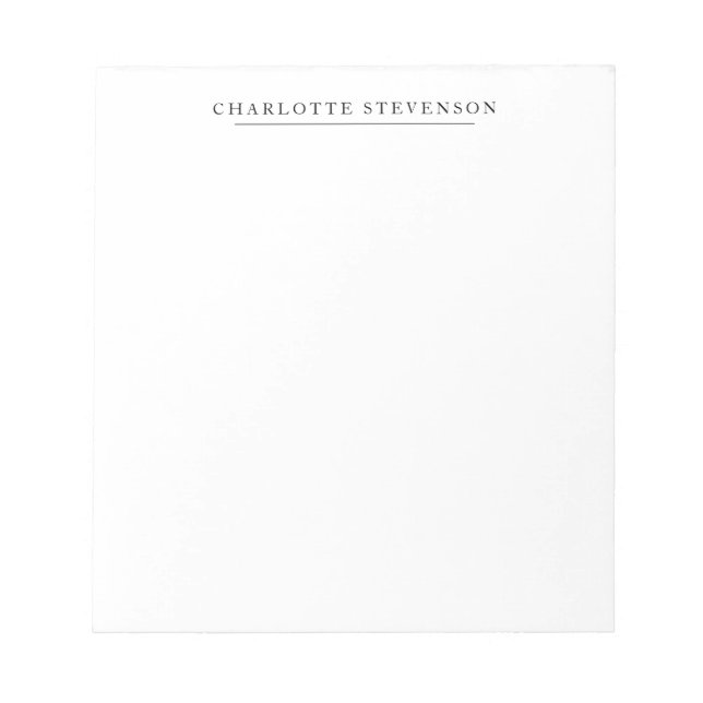 Trendy Professional Plain Simple Minimalist Name Notepad (Front)