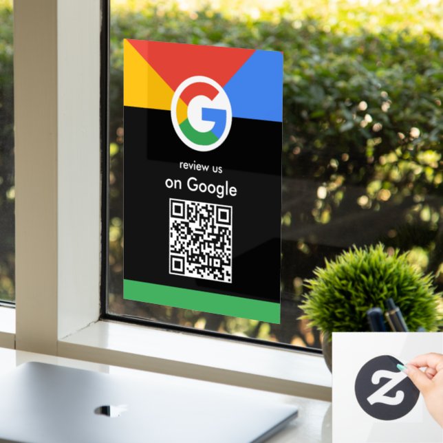 Trendy Professional Scan to Review Google QR Code Window Cling (Office)
