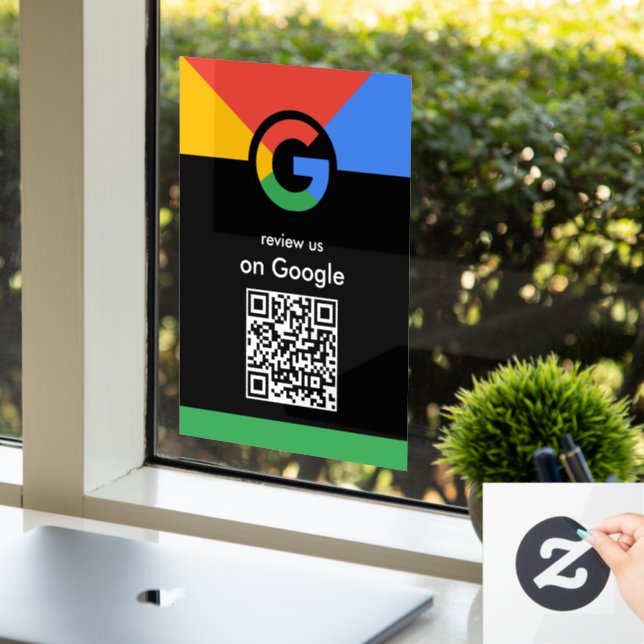 Trendy Professional Scan to Review Google QR Code Window Cling (Office)