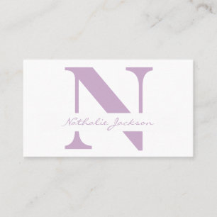 Trendy professional simple violet monogrammed business card