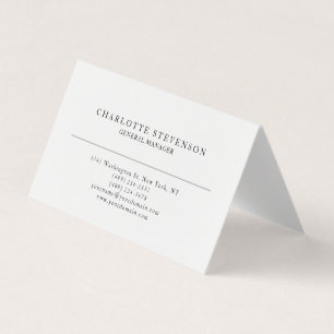 Trendy Professional White Plain Simple Minimalist Business Card