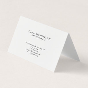 Trendy Professional White Plain Simple Minimalist Business Card
