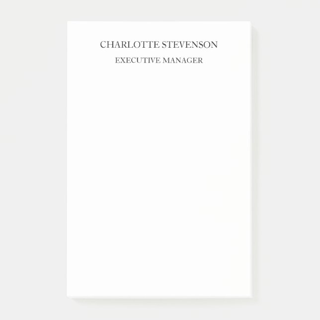 Trendy Professional White Plain Simple Minimalist Post-it Notes (Front)