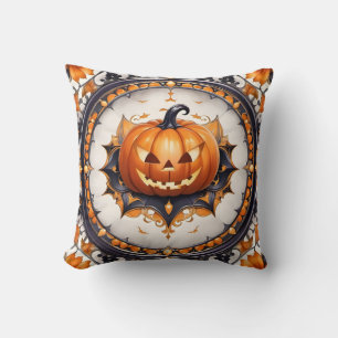 Trendy Pumpkin Halloween Autumn Collection Throw Pillow