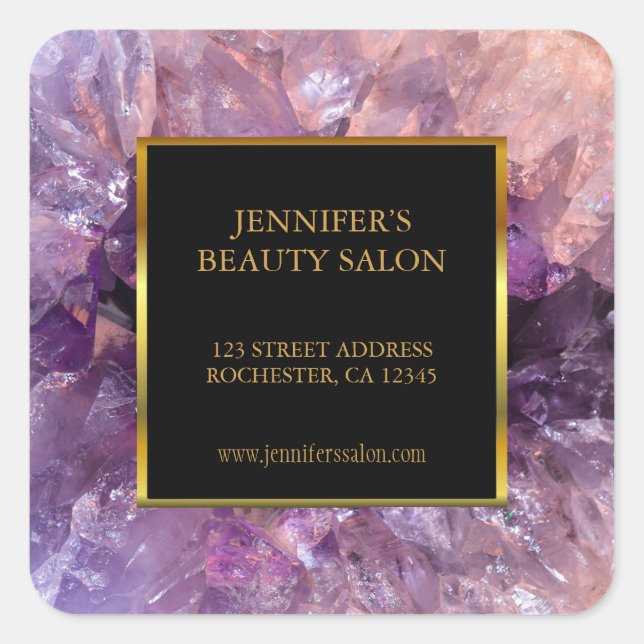 Trendy purple amethyst professional promotion square sticker (Front)