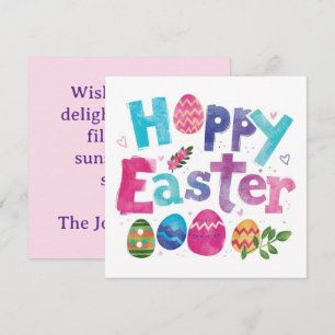 Trendy Purple and Pink Easter Eggs personalized Holiday Card