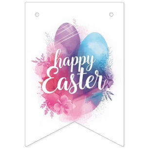 Trendy Purple and Pink Easter Eggs wrapping paper Bunting Flags