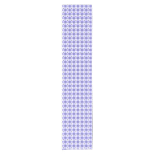 Trendy Purple And White Gingham Check Pattern Short Table Runner