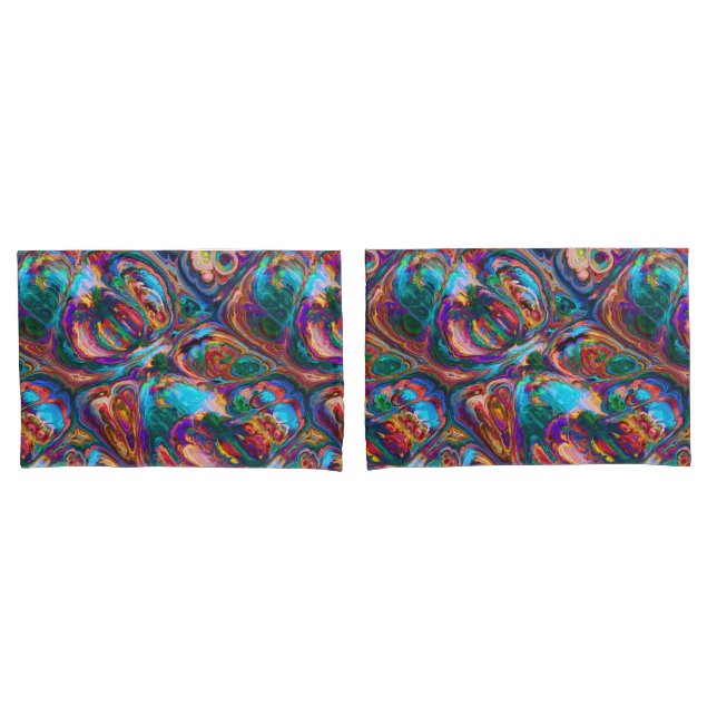 Trendy purple aqua blue retro pillow cases (Front-Set)