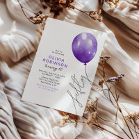 Trendy Purple Balloon 50th Birthday