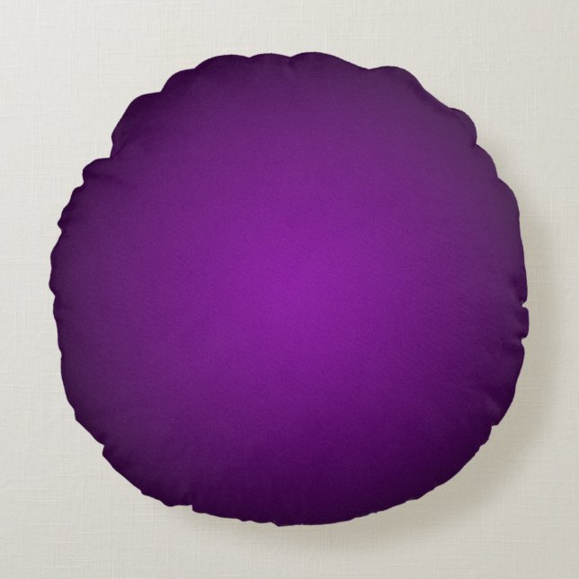 Trendy Purple-Black Grainy Vignette Round Pillow (Front)