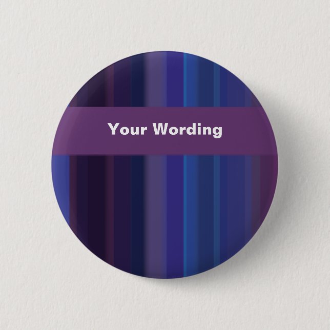 Trendy purple blue stripes - customizable 2 inch round button (Front)