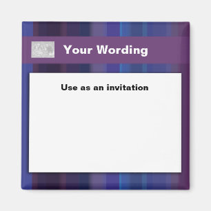 Trendy purple blue stripes - customizable magnet
