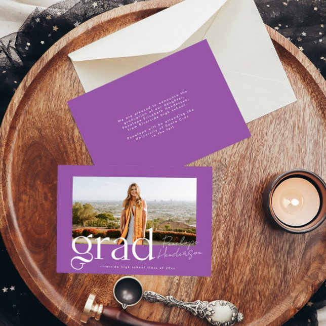 Trendy Purple Class of 2025 Modern Graduation Announcement (Creator Uploaded)