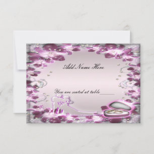 Trendy Purple Floral Chic Table Place Card