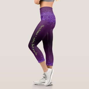 Trendy purple glam dripping Halloween theme custom Capri Leggings