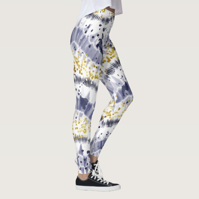 Trendy Purple Glitter Tie Dye Leggings (Right)