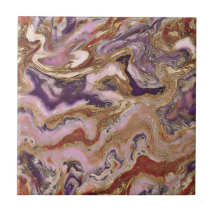Trendy Purple, Gold and Pink Rocky Pattern Style Tile