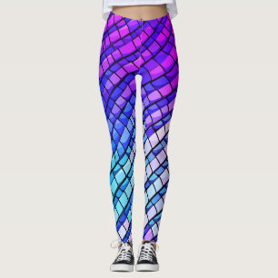 Trendy Purple Gradient Abstract Geometric Pattern Leggings