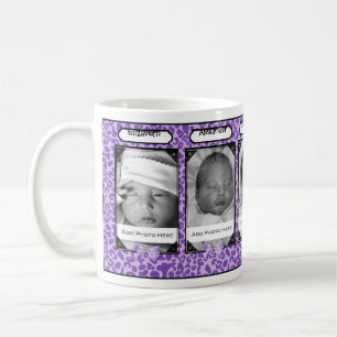 Trendy Purple Leopard Baby Photo And Name Coffee Mug
