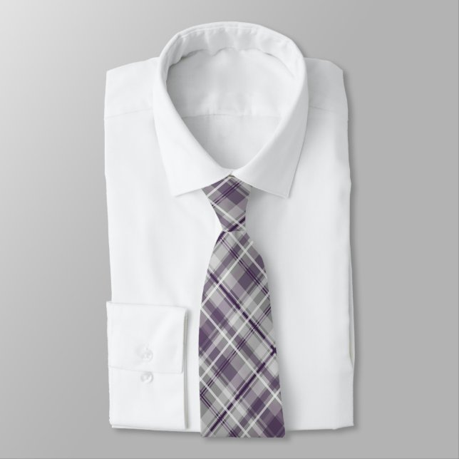 trendy purple lilac colour palette plaid tie (Tied)