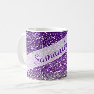 Trendy Purple Ombre Glitter Name Personalized Coffee Mug