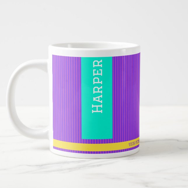 Trendy Purple Personalized Name  Large Coffee Mug (Left)