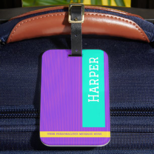 Trendy Purple Personalized Name  Luggage Tag