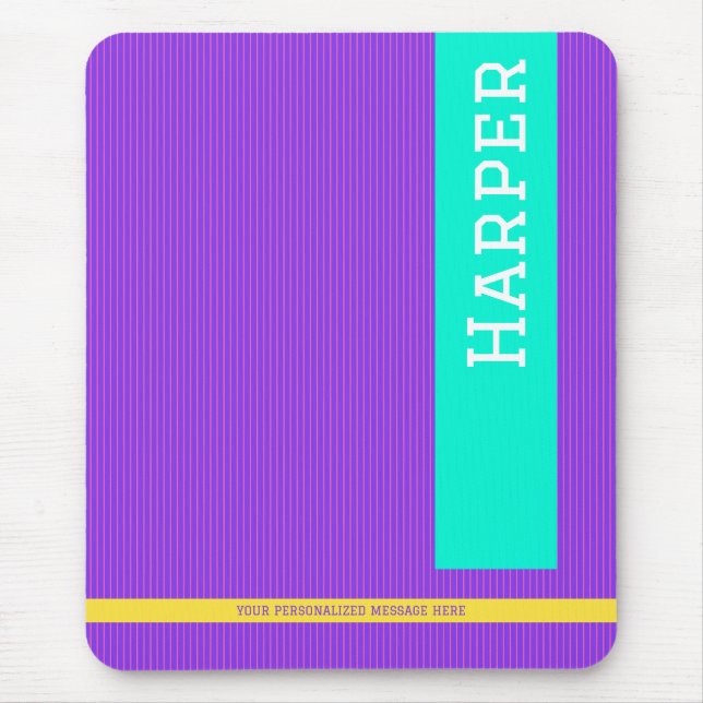 Trendy Purple Personalized Name  Mouse Pad (Front)