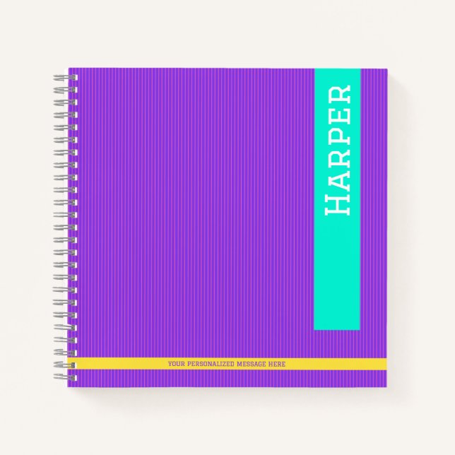 Trendy Purple Personalized Name  Notebook (Front)