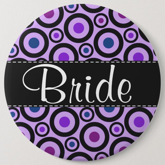 Trendy Purple Polka Dot 6 Inch Round Button (Front)