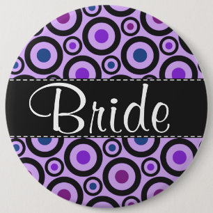 Trendy Purple Polka Dot 6 Inch Round Button