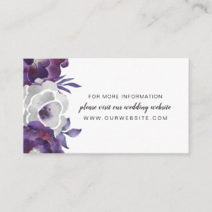 Trendy Purple Silver Floral wedding website info Enclosure Card
