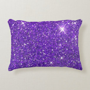 Trendy Purple Sparkling Glitter Glitz Accent Pillow