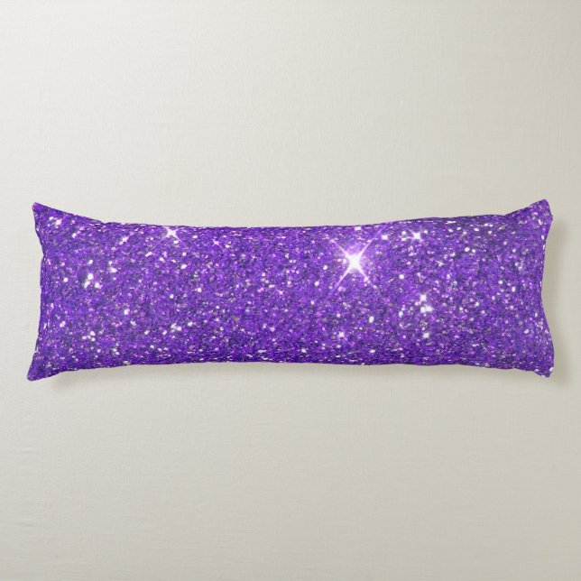 Trendy Purple Sparkling Glitter Glitz Body Pillow (Front)