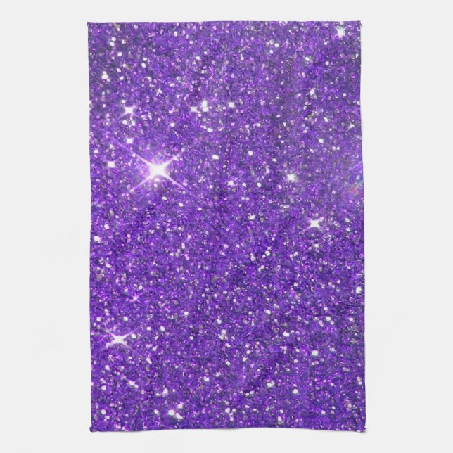 Trendy Purple Sparkling Glitter Glitz Kitchen Towel (Vertical)