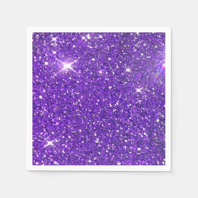 Trendy Purple Sparkling Glitter Glitz Napkin (Front)