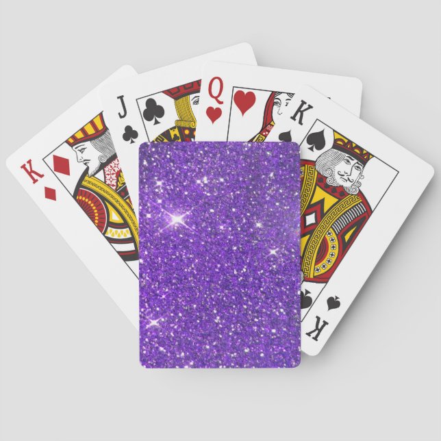 Trendy Purple Sparkling Glitter Glitz Playing Cards (Back)