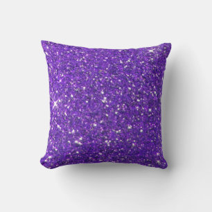 Trendy Purple Sparkling Glitter Glitz Throw Pillow