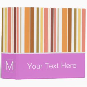 Trendy Purple Stripes Pattern. Custom Monogram Binder