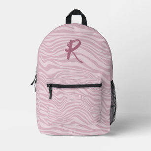 Trendy Purple Zebra Pattern Waves Personalized  Printed Backpack