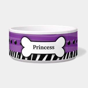 Trendy Purple Zebra Stripe  Pet Dog Food Bowl