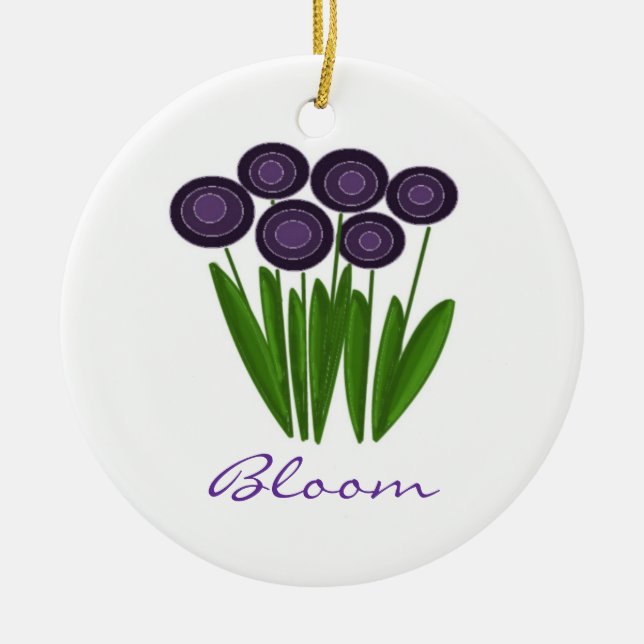 Trendy Purples Flower Ceramic Ornament (Front)